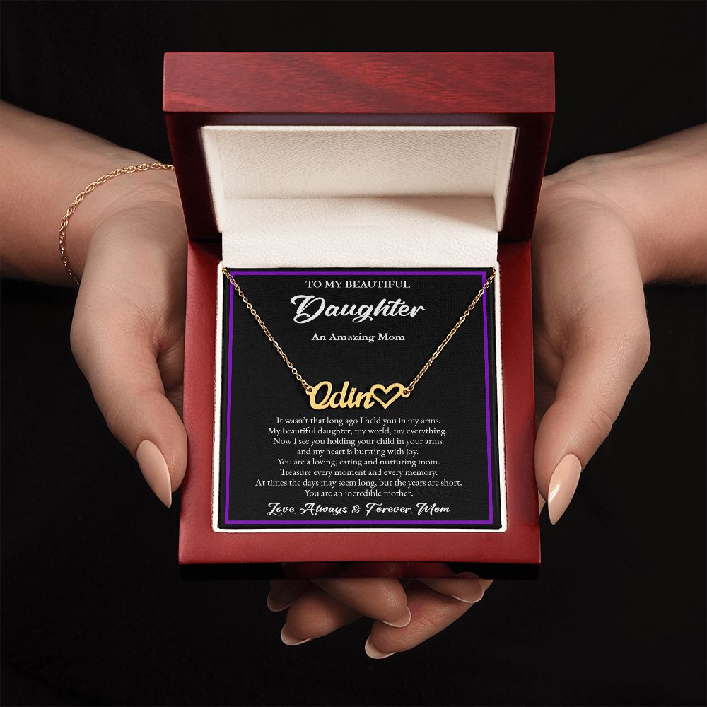 Daughter - Name Heart Necklace- Remarkable Mother