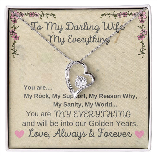 To My Darling Wife- My Everything- Heart Love Necklace Gift Set