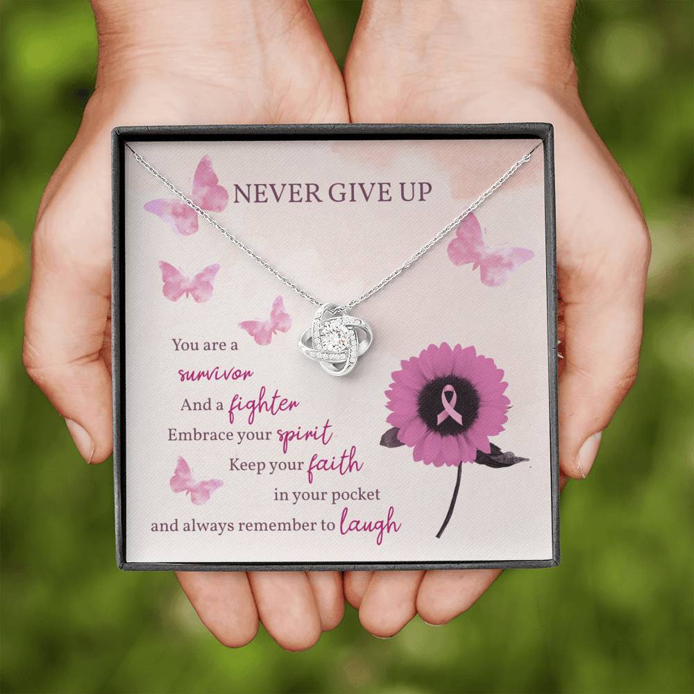 Encouragement Necklace Gift -Love Knot Necklace - Never Give Up