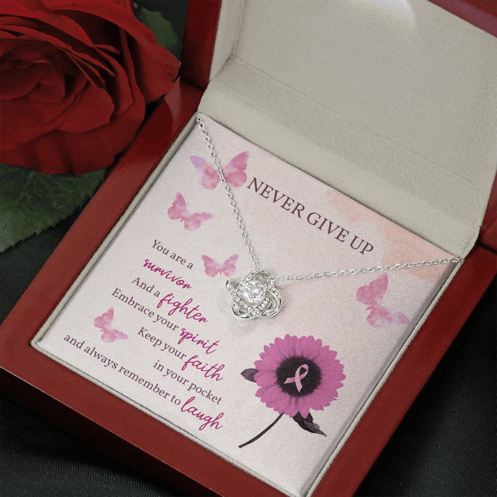 Encouragement Necklace Gift -Love Knot Necklace - Never Give Up