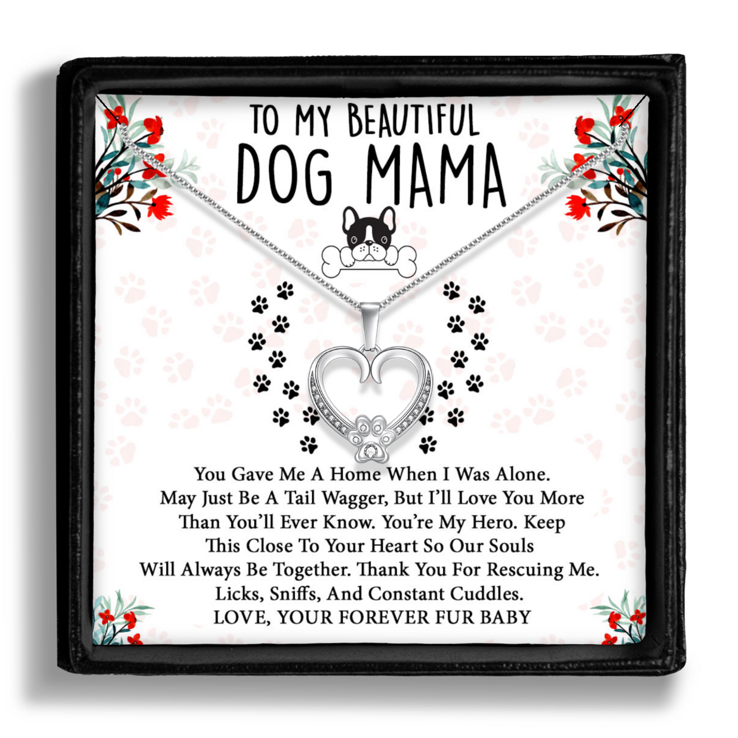 Dog Mama Necklace - Thank You For Rescuing Me