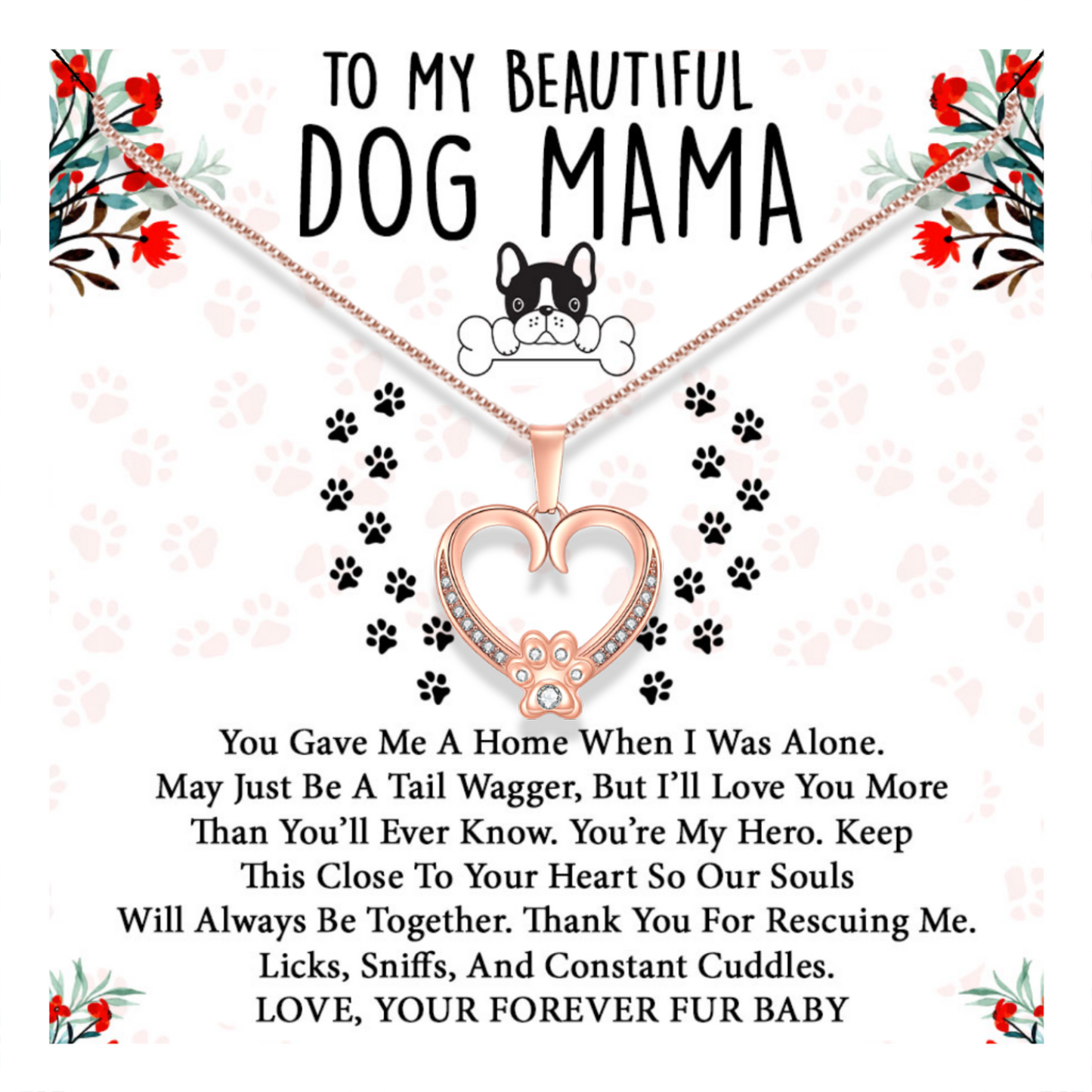 Dog Mama Necklace - Thank You For Rescuing Me