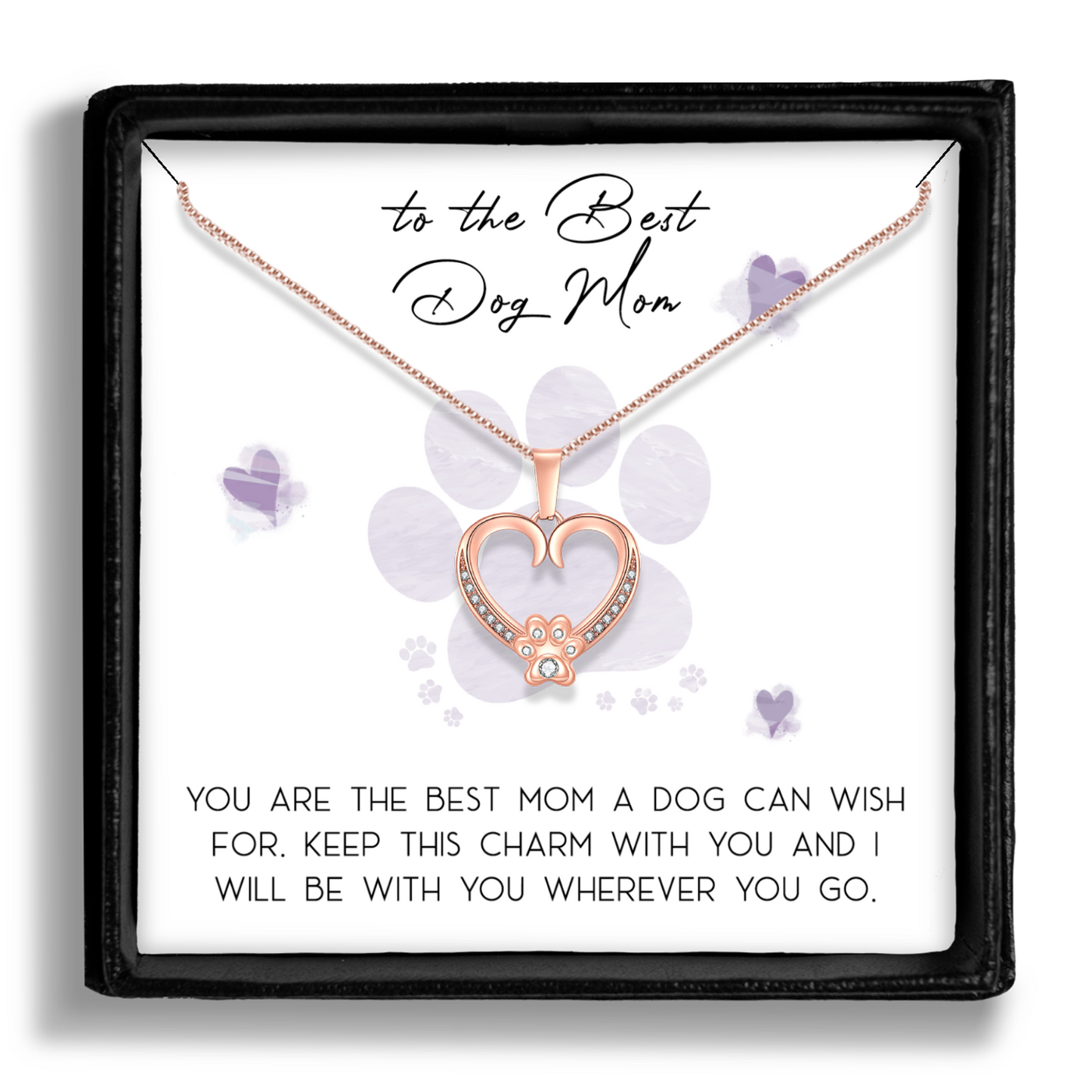 Best Dog Mom - Paw Heart Necklace - Best Mom a Dog Could Wish For