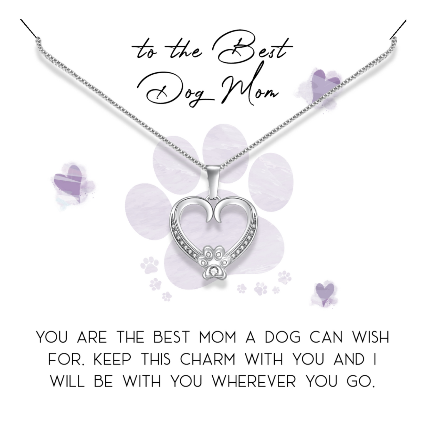 Best Dog Mom - Paw Heart Necklace - Best Mom a Dog Could Wish For