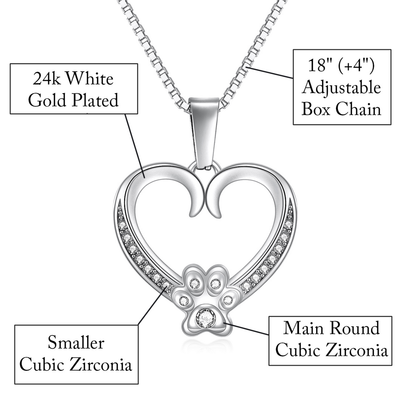 Dog Mom Gift- Paw Heart Necklace - I Wuff You