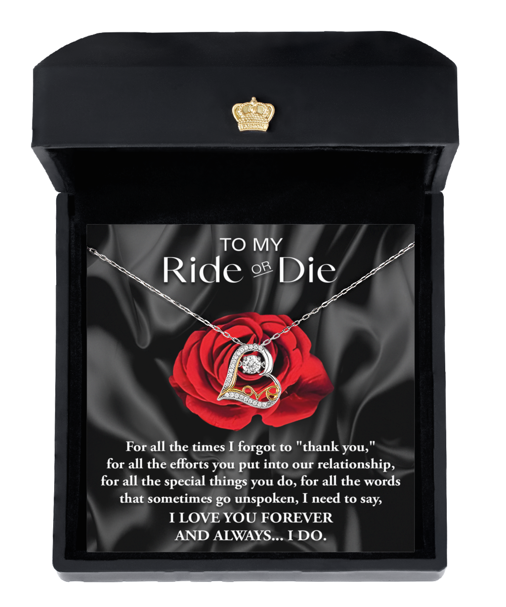 To My Ride or Die Soulmate Heart Love Necklace