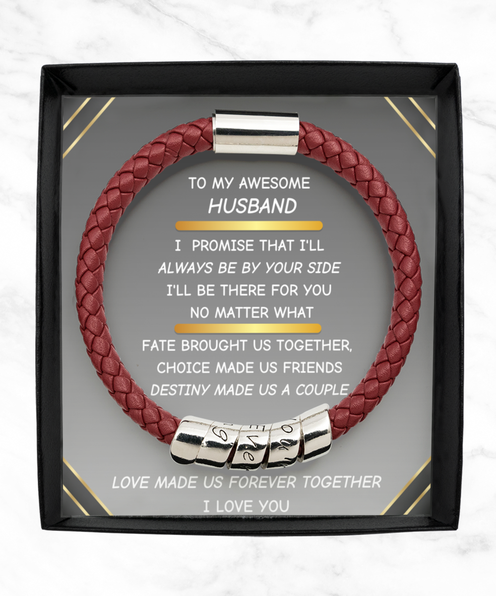 To My Husband Leather Bracelet