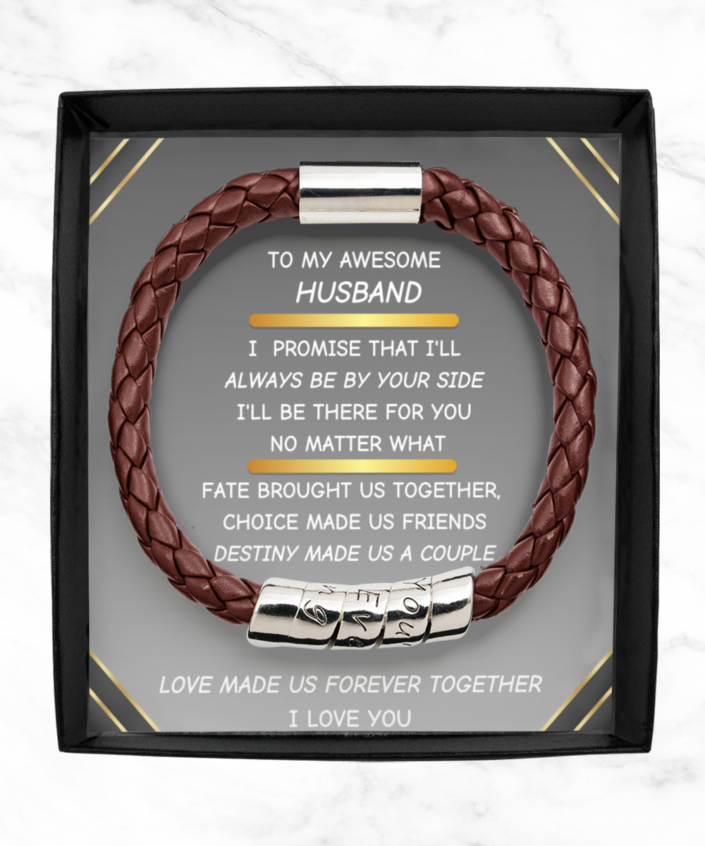 To My Husband Leather Bracelet