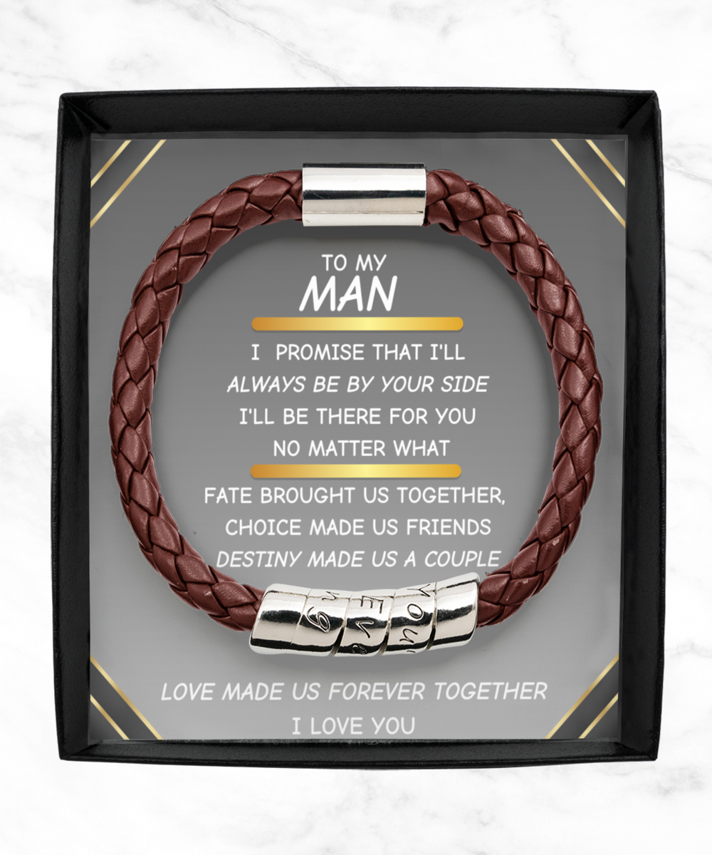 To My Man - Leather Bracelet Gift