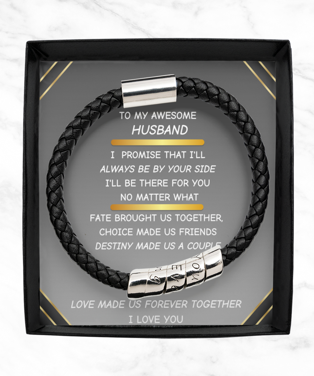 To My Husband Leather Bracelet