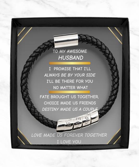 To My Husband Leather Bracelet