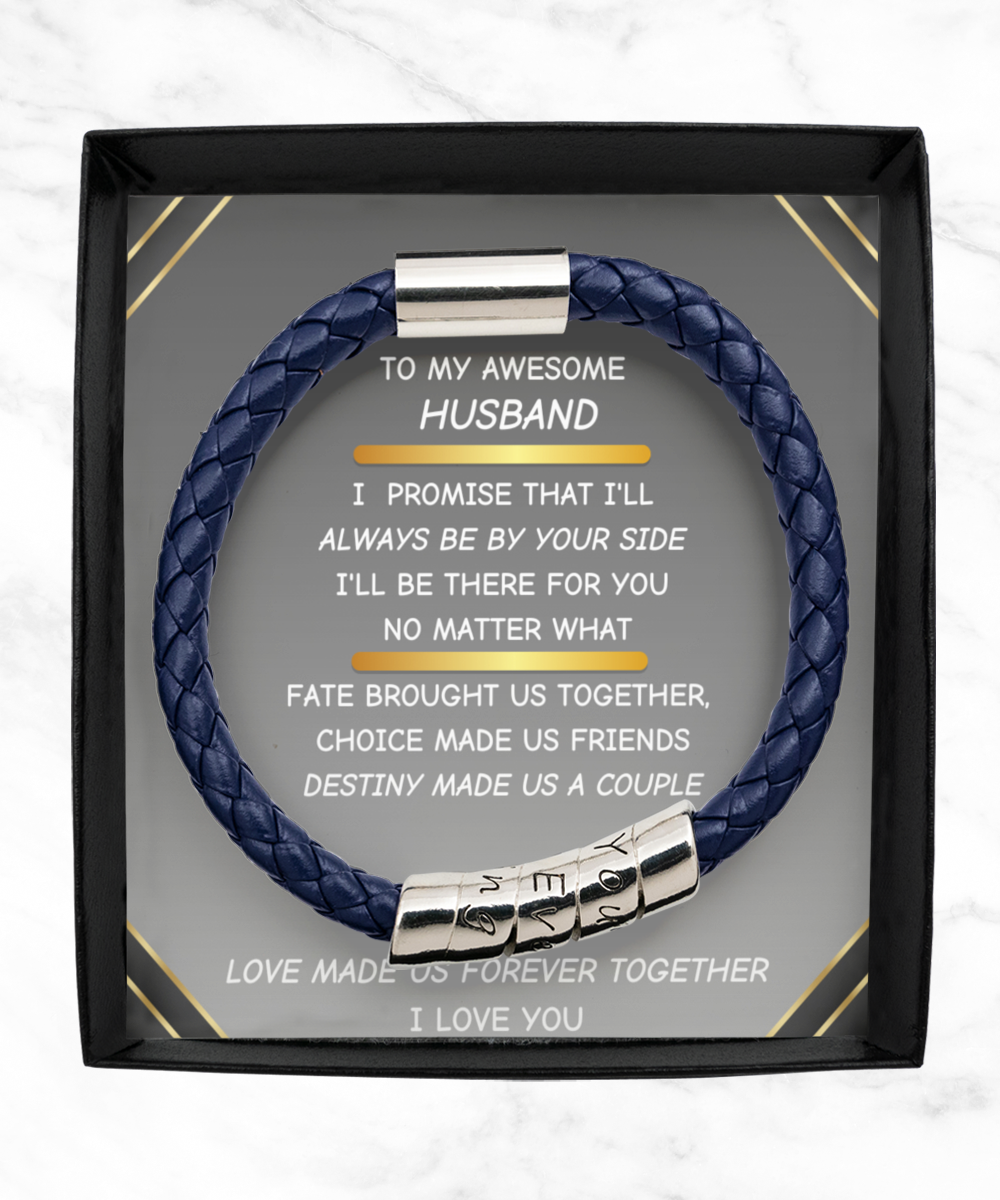 To My Husband Leather Bracelet