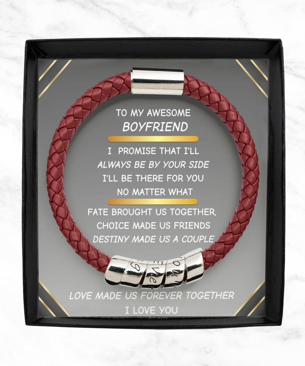 To My Boyfriend Leather Bracelet Gift