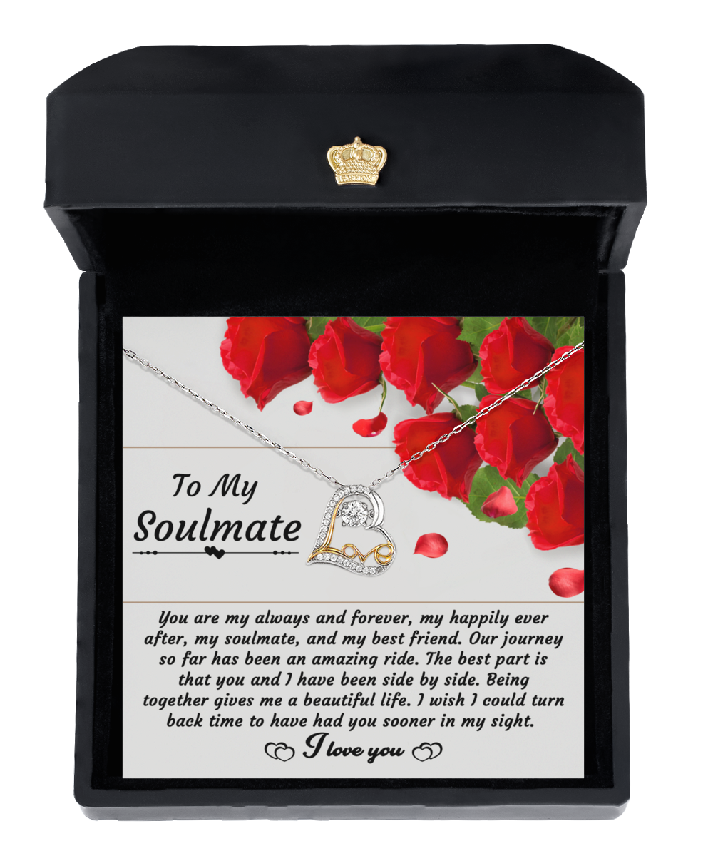 Soulmate Gift - Love Heart Necklace - Side By Side