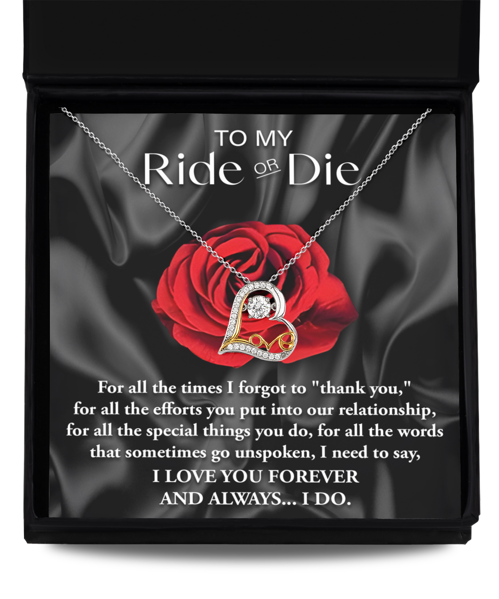 To My Ride or Die Soulmate Heart Love Necklace