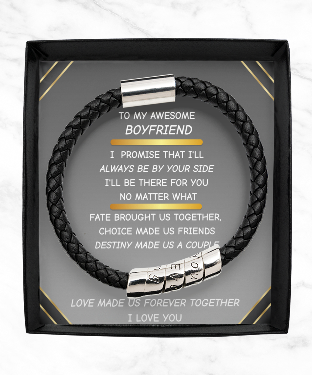 To My Boyfriend Leather Bracelet Gift