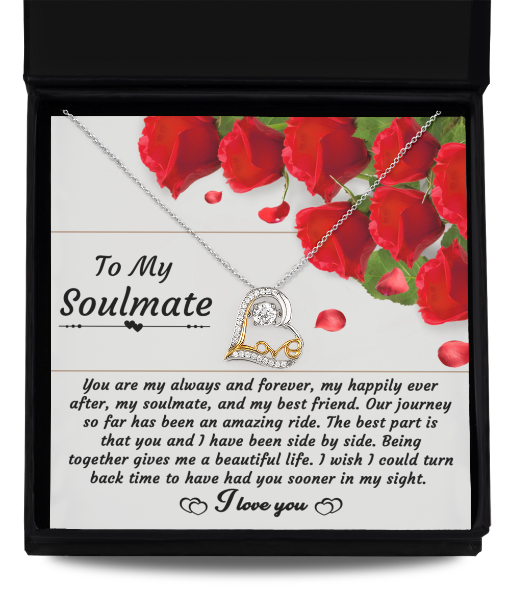 Soulmate Gift - Love Heart Necklace - Side By Side