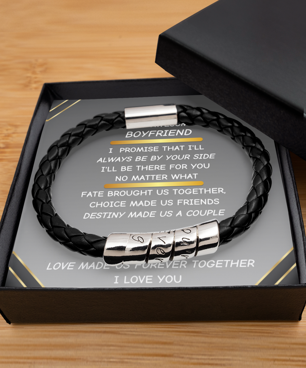 To My Boyfriend Leather Bracelet Gift