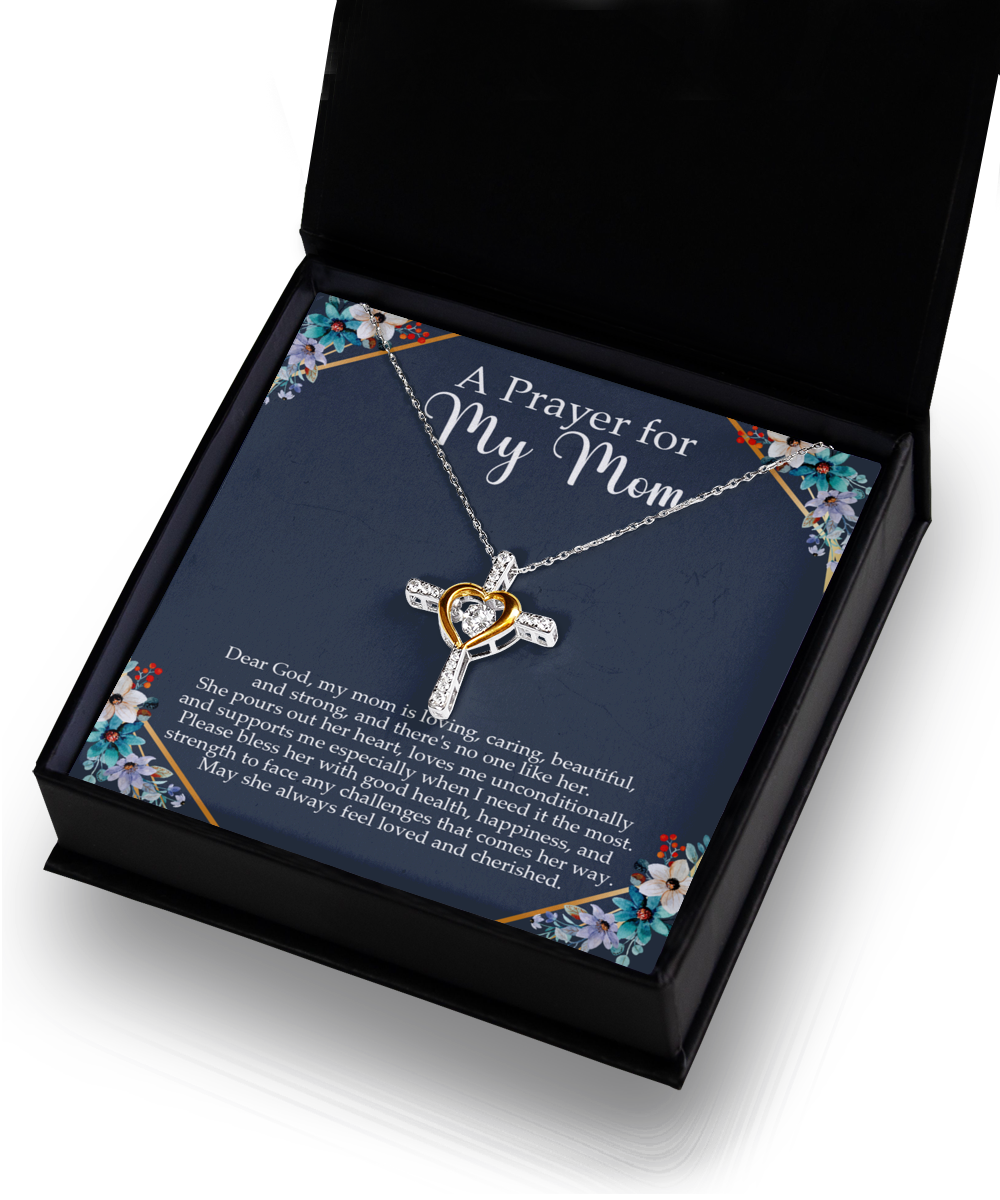 Gift For Mom, Prayer For My Mom, Faith Cross Necklace, Loved and Cherished, Mothers Day, Religious, Christian, Encouragement