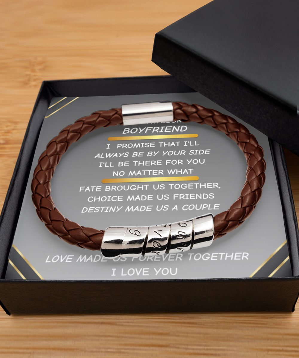 To My Boyfriend Leather Bracelet Gift