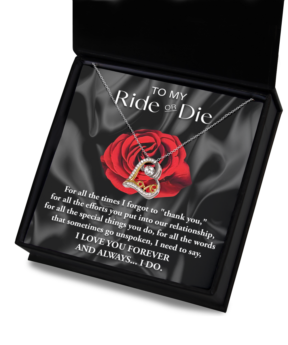 To My Ride or Die Soulmate Heart Love Necklace