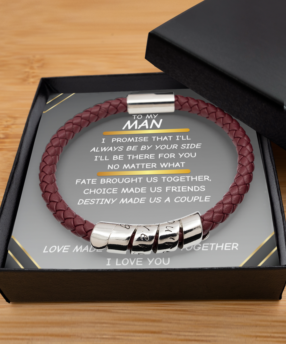 To My Man - Leather Bracelet Gift