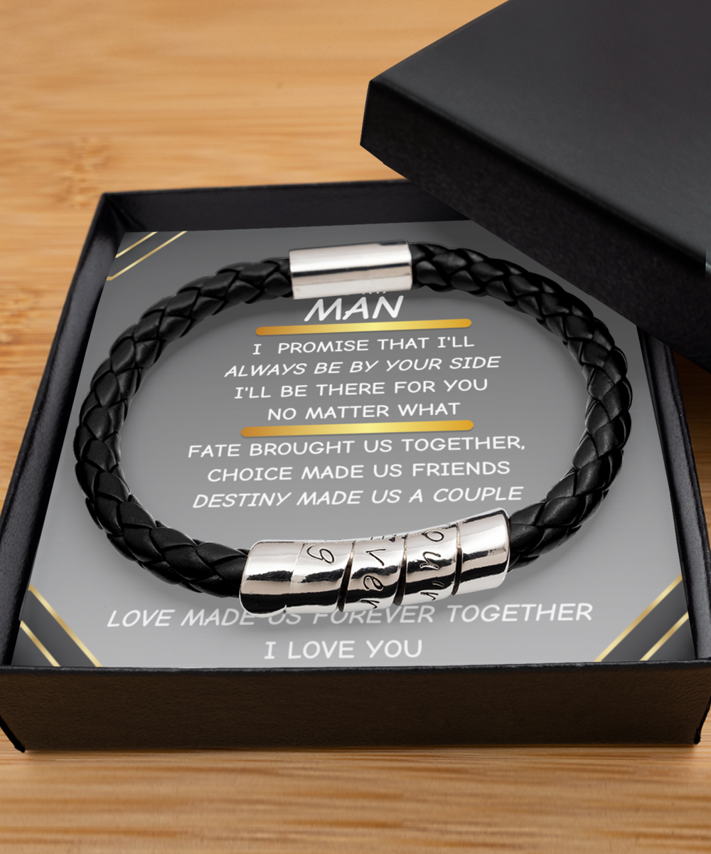 To My Man - Leather Bracelet Gift