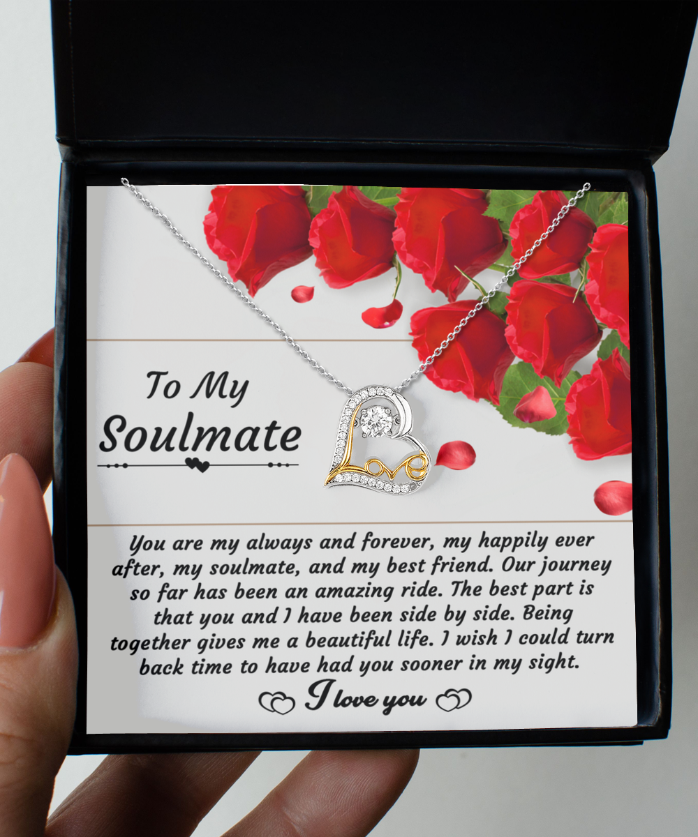 Soulmate Gift - Love Heart Necklace - Side By Side