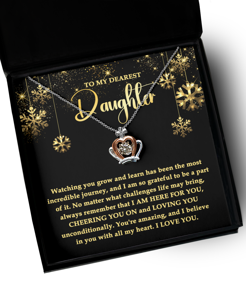 Daughter Jewerly Gift - Crown Necklace - I Am Here For You