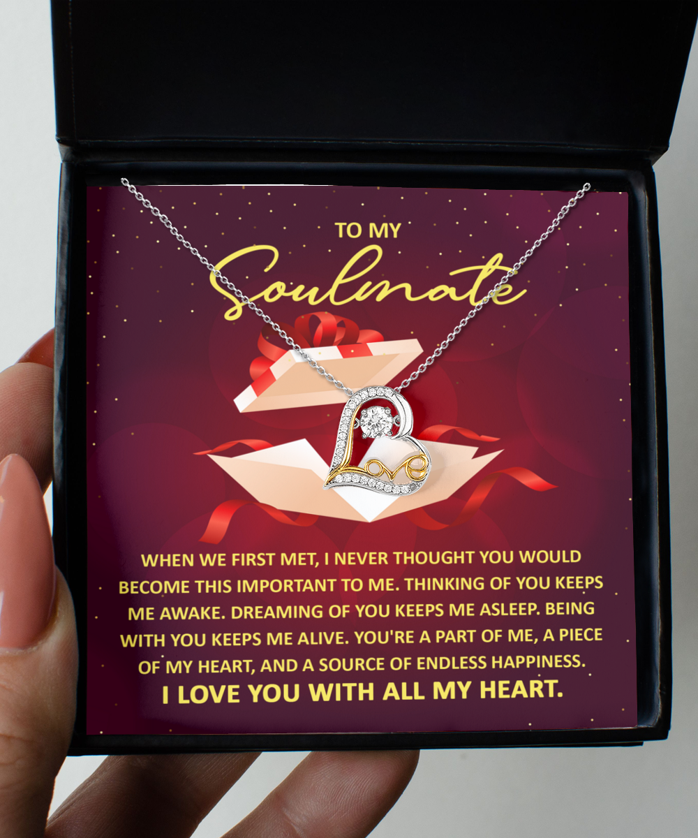 Soulmate Gift - Love Heart Necklace - Thinking Of You