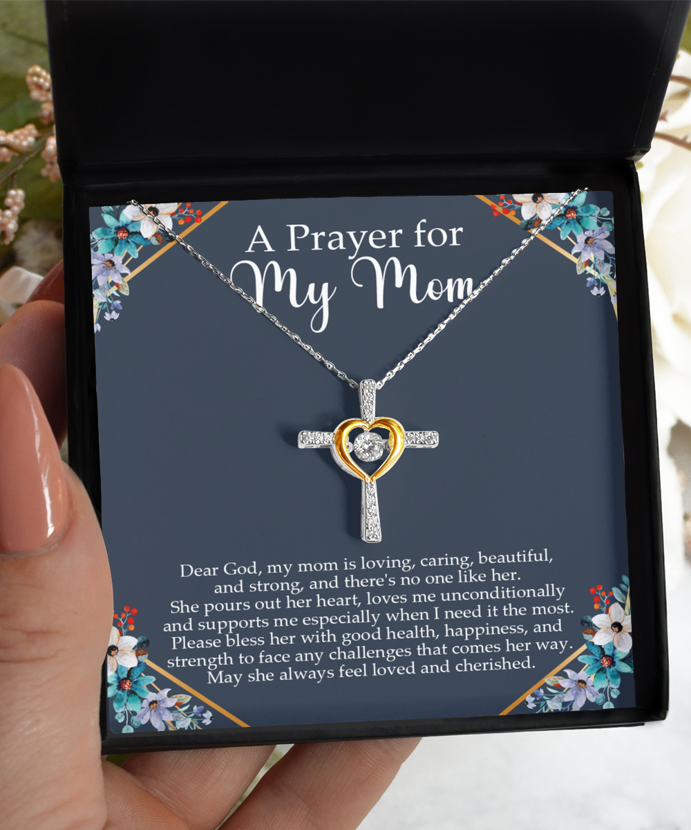 Gift For Mom, Prayer For My Mom, Faith Cross Necklace, Loved and Cherished, Mothers Day, Religious, Christian, Encouragement