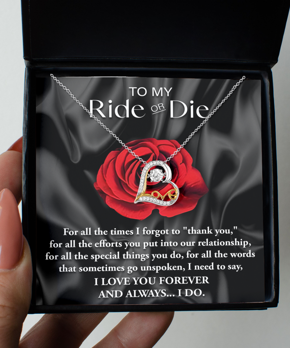 To My Ride or Die Soulmate Heart Love Necklace