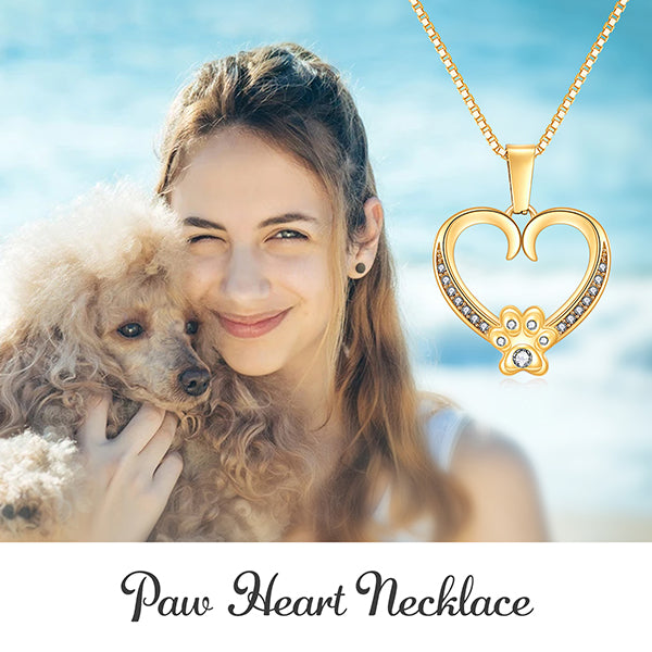 Dog Mom Gift - Paw Heart Necklace - You Are My World